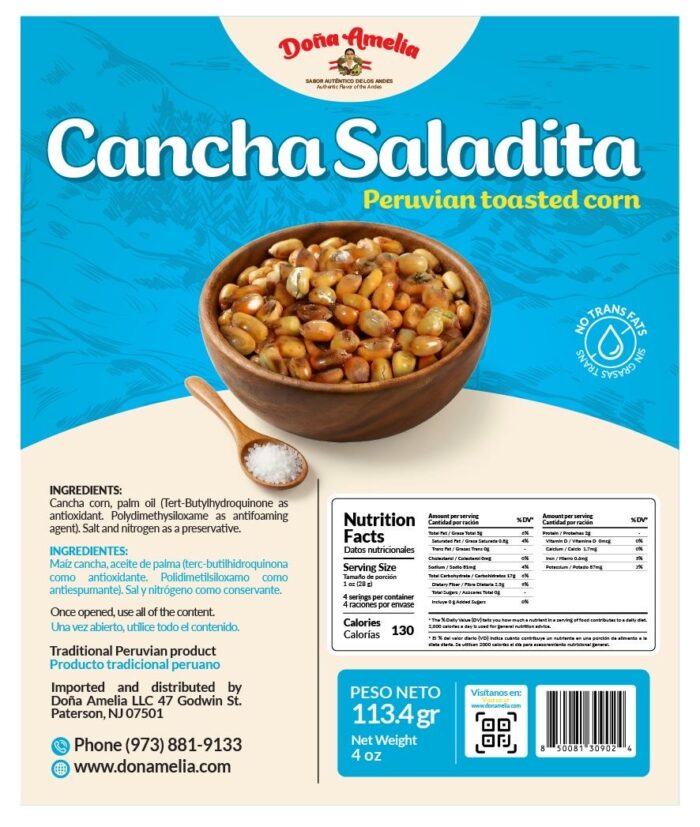 Authentic Peruvian Cancha Saladita made from toasted Andean corn Authentic Peruvian Cancha Saladita made from toasted Andean corn