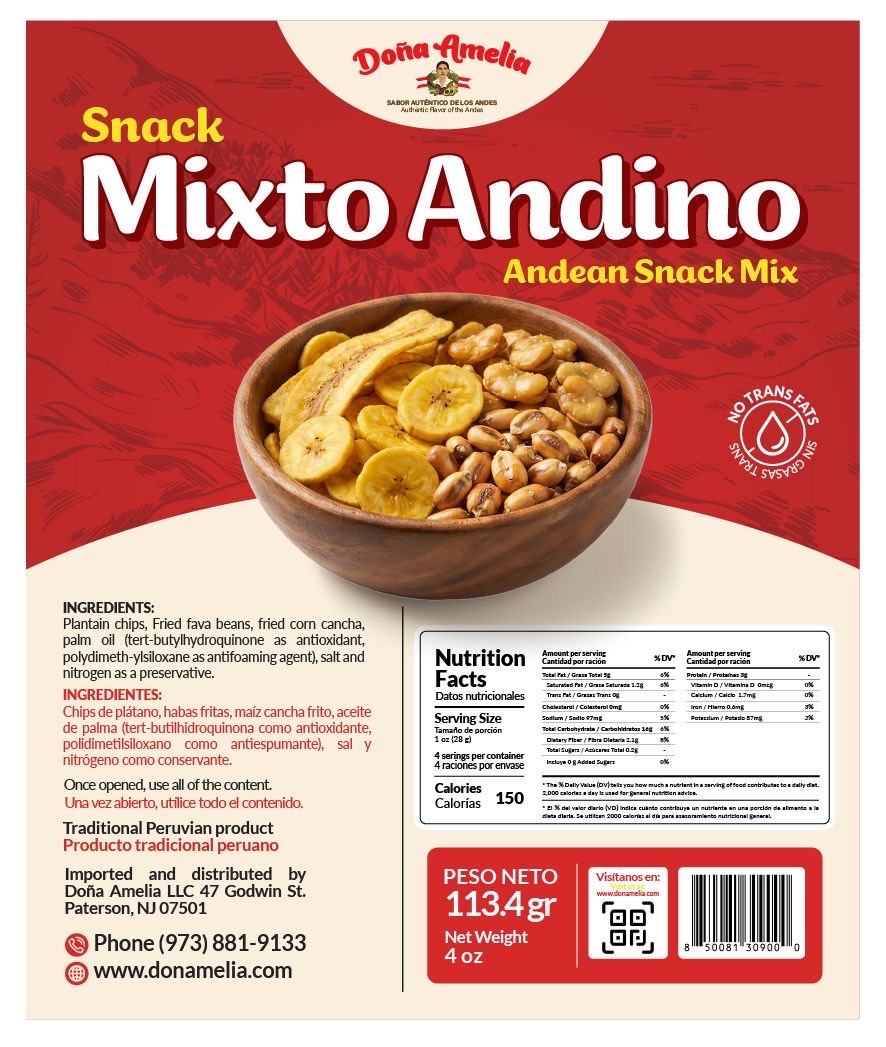 Mixto Andino Peruvian Andean Snack Mix – Plantain Chips, Cancha & Fava Beans